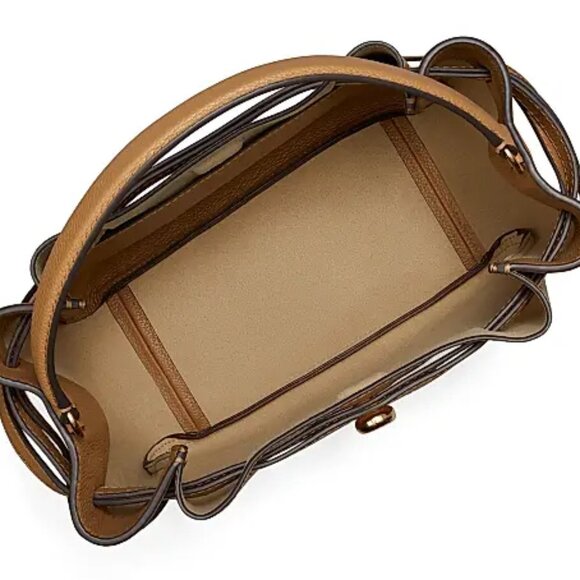 NWT ✅Tory Burch ROMY Pebbled Leather Bucket Bag #166982 TIRAMISU⭐ NWT, DUST BAG - Picture 3 of 11